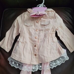 Nannette Baby Pink Jacket with Hoodie Set Sz 18m